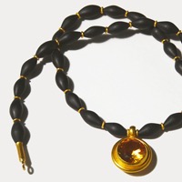 Gold - Citrin - Anhänger an Gold - Onyx - Kette